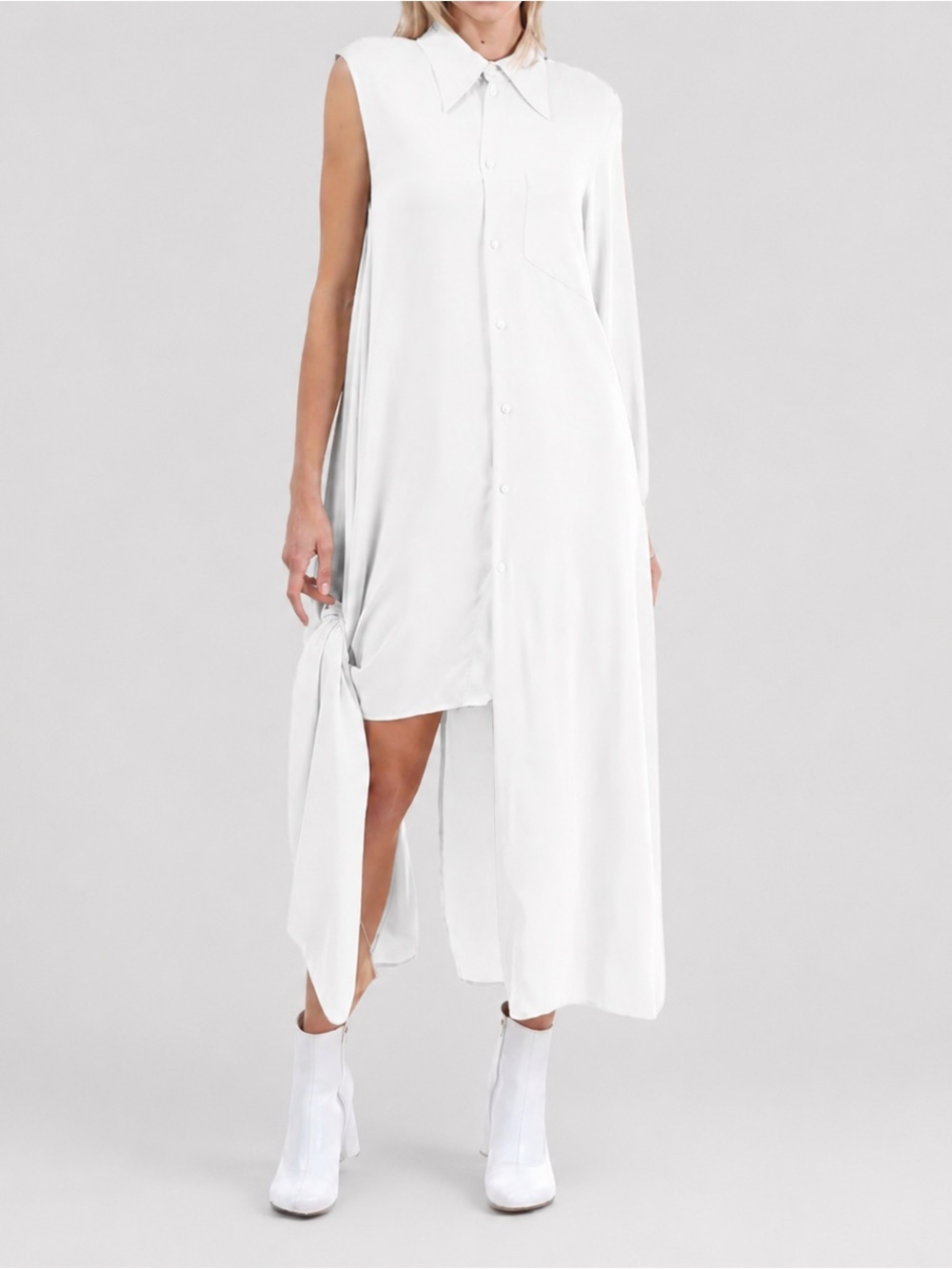 MM6 Maison Margiela Asymmetric Shirt Dress 6 White Cotton Avant-garde